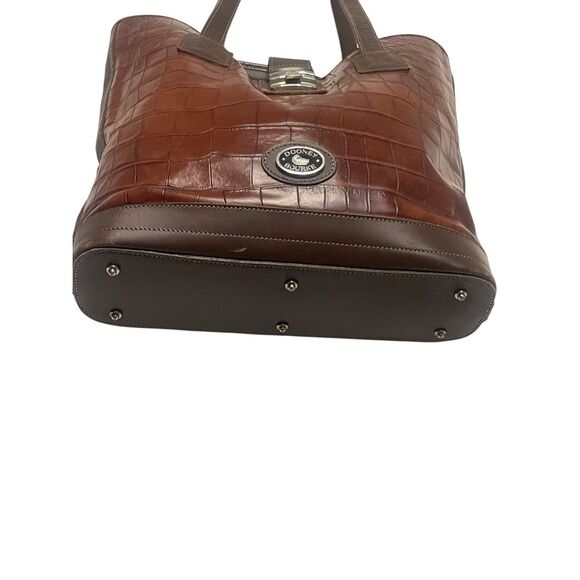 Vintage Dooney & Bourke Women's Croc Embossed Leather Tote Shoulder Bag Brown - Picture 8 of 11